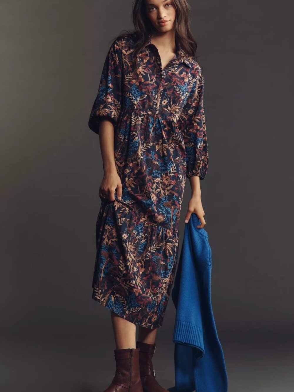 Anthropologie Maeve Bettina Dress in Dark Navy NWT.